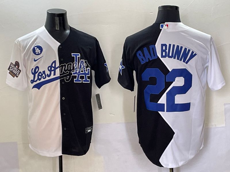 Men Los Angeles Dodgers #22 Bad bunny Black White Game Nike 2025 MLB Jersey style 5->detroit tigers->MLB Jersey